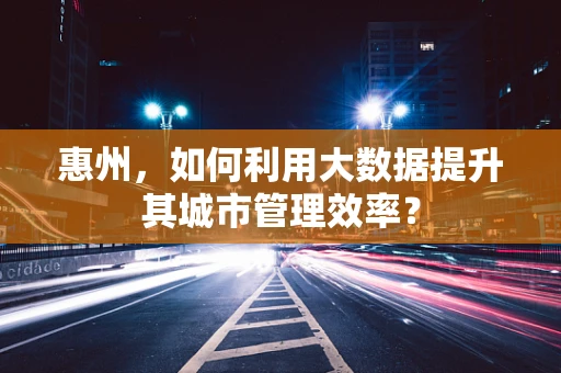 惠州，如何利用大数据提升其城市管理效率？